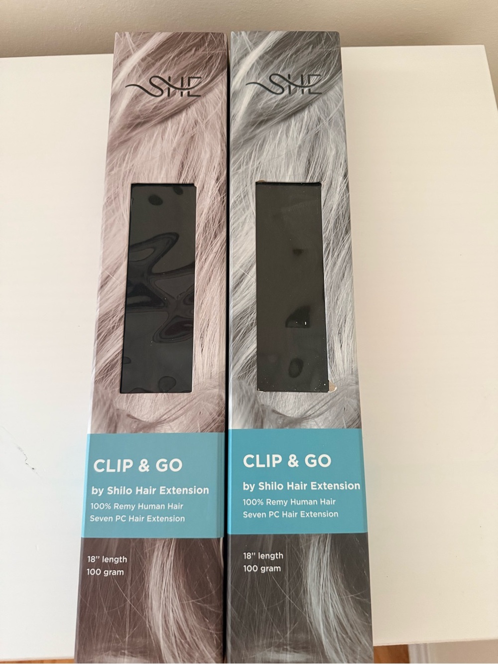 By Shilo ; Clip & Go Hair Extensions — black color. 100% Remy human hair